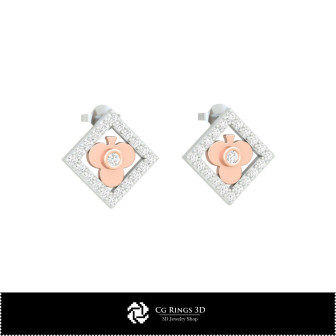 3D CAD Children Earrings with Playing Cards Home, Bijuterii 3D , Cercei 3D  CAD, Cercei cu Stifturi 3D, Cercei Copii 3D