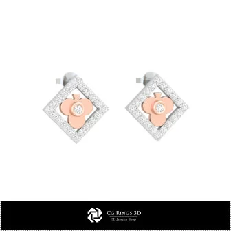 3D CAD Children Earrings with Playing Cards Home, Jewelry 3D CAD, Earrings 3D CAD , 3D Studs Earrings, 3D Children Earrings