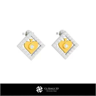 3D CAD Children Earrings with Playing Cards Home, Bijoux 3D CAO, Boucles D'oreilles 3D CAO, Boucles D'oreilles 3D CAO, Boucles D