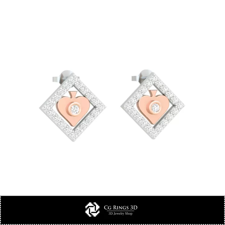 Boucles d'oreilles enfant 3D CAO avec cartes à jouer