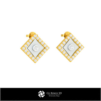 3D CAD Children Earrings with Playing Cards Home,  Jewelry 3D CAD, Earrings 3D CAD , 3D Studs Earrings, 3D Children Earrings