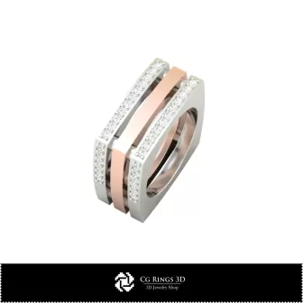 Anillo 3D con diamantes Hogar, Joyería CAD 3D, Anillos CAD 3D, Alianzas de boda 3D, Anillos de diamantes 3D