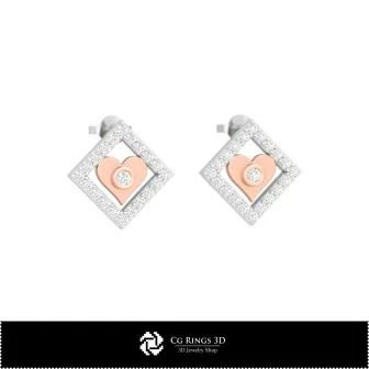 3D CAD Children Earrings with Playing Cards Home, Bijuterii 3D , Cercei 3D CAD, Cercei cu Stifturi 3D, Cercei Copii 3D