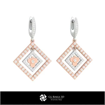 Boucles d'oreilles CAO 3D avec cartes à jouer, Bijoux CAO 3D, Boucles d'oreilles CAO 3D, Boucles d'oreilles diamant 3D