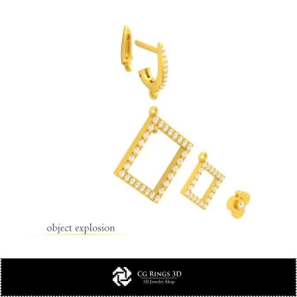 Cercei CAD 3D cu cărți de joc pentru acasă, bijuterii CAD 3D, cercei CAD 3D, cercei cu diamante 3D