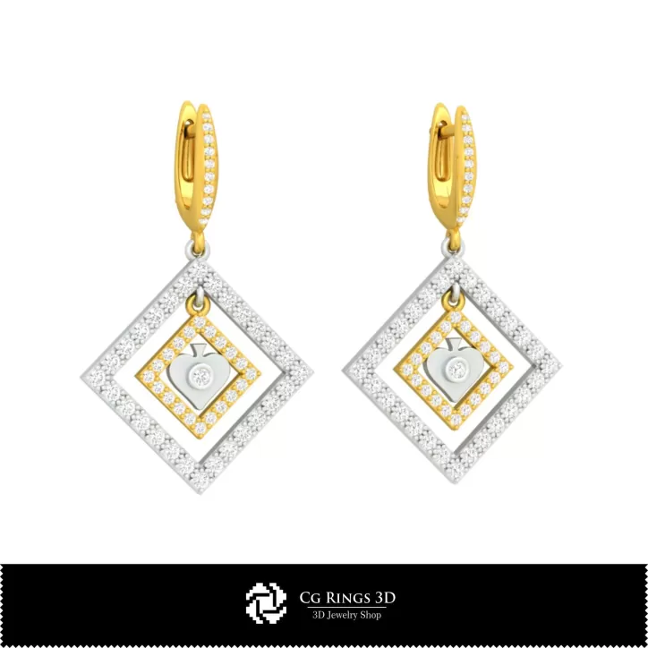 Boucles d'oreilles 3D CAO avec cartes à jouer
