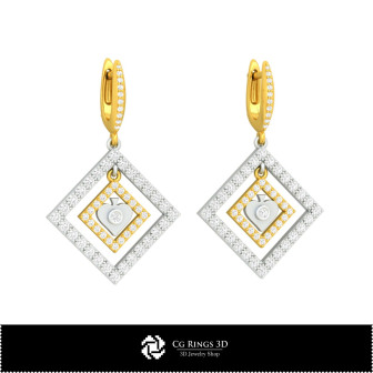 3D CAD Earrings with Playing Cards Home,  Jewelry 3D CAD, Earrings 3D CAD , 3D Diamond Earrings