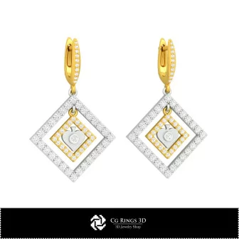 3D CAD Earrings with Playing Cards Home, Jewelry 3D CAD, Earrings 3D CAD , 3D Diamond Earrings