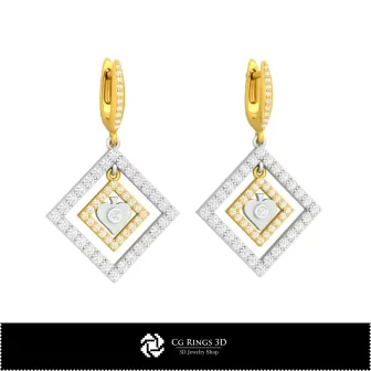 Boucles d'oreilles CAO 3D avec cartes à jouer, Bijoux CAO 3D, Boucles d'oreilles CAO 3D, Boucles d'oreilles diamant 3D
