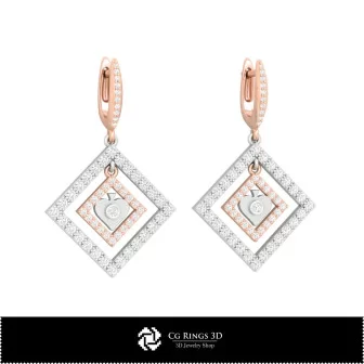 Boucles d'oreilles CAO 3D avec cartes à jouer, Bijoux CAO 3D, Boucles d'oreilles CAO 3D, Boucles d'oreilles diamant 3D
