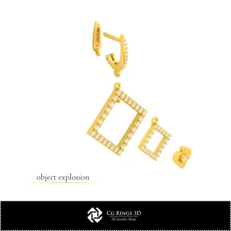 Boucles d'oreilles CAO 3D avec cartes à jouer, Bijoux CAO 3D, Boucles d'oreilles CAO 3D, Boucles d'oreilles diamant 3D