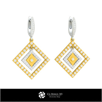 3D CAD Earrings with Playing Cards Home,  Jewelry 3D CAD, Earrings 3D CAD , 3D Diamond Earrings