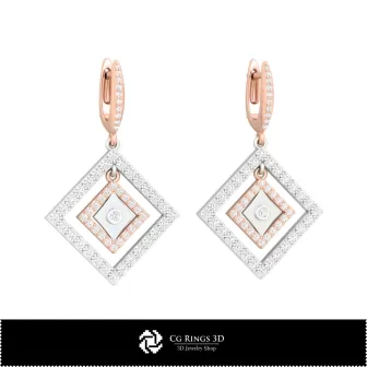 Pendientes CAD 3D con Naipes para el Hogar, Joyería CAD 3D, Pendientes CAD 3D, Pendientes de Diamante 3D