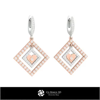 Boucles d'oreilles CAO 3D avec cartes à jouer pour la maison, Bijoux CAO 3D, Boucles d'oreilles CAO 3D, Boucles d'oreilles