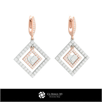 3D CAD Earrings with Playing Cards Home, Bijoux 3D CAO, Boucles D'oreilles 3D CAO, Boucles D'oreilles Diamant 3D