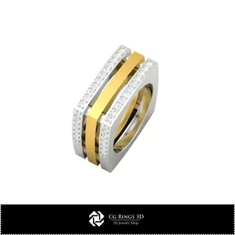 3D-Ring mit Diamanten, Schmuck-3D-CAD, Ringe-3D-CAD, Eheringe-3D, Diamantringe-3D