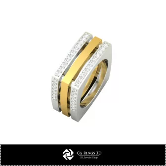3D-Ring mit Diamanten, Schmuck-3D-CAD, Ringe-3D-CAD, Eheringe-3D, Diamantringe-3D