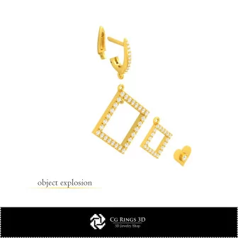 Boucles d'oreilles CAO 3D avec cartes à jouer pour la maison, Bijoux CAO 3D, Boucles d'oreilles CAO 3D, Boucles d'oreilles