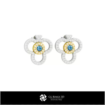 Boucles d'oreilles CAO 3D avec cartes à jouer, Bijoux CAO 3D, Boucles d'oreilles CAO 3D, Boucles d'oreilles diamant 3D, Clous