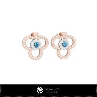 3D-CAD-Ohrringe mit Spielkarten Home, Schmuck 3D-CAD, Ohrringe 3D-CAD, 3D-Diamantohrringe, 3D-Steckerohrringe