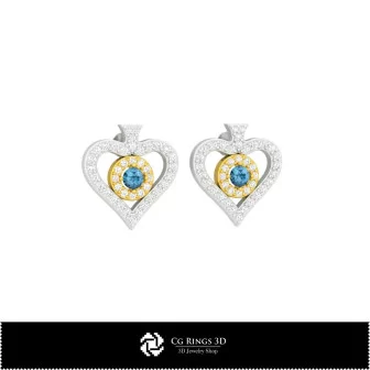 3D CAD Earrings with Playing Cards Home, Jewelry 3D CAD, Earrings 3D CAD , 3D Diamond Earrings, 3D Studs Earrings