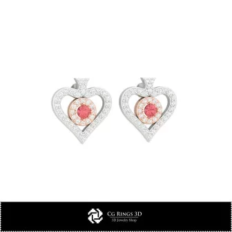 3D CAD Earrings with Playing Cards Home, Jewelry 3D CAD, Earrings 3D CAD , 3D Diamond Earrings, 3D Studs Earrings