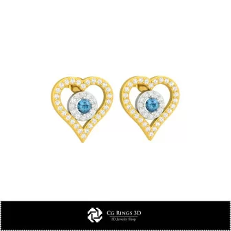 3D CAD Earrings with Playing Cards Home, Jewelry 3D CAD, Earrings 3D CAD , 3D Diamond Earrings, 3D Studs Earrings