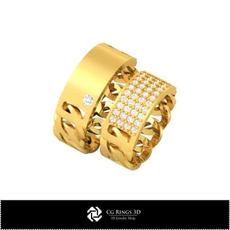 3D CAD Wedding Ring With Diamonds Home, Bijuterii 3D , Inele 3D CAD, Verighete 3D