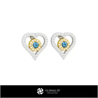 3D CAD Earrings with Playing Cards Home, Jewelry 3D CAD, Earrings 3D CAD , 3D Diamond Earrings, 3D Studs Earrings