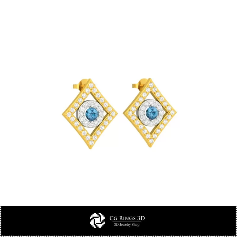 3D CAD Earrings with Playing Cards Home, Jewelry 3D CAD, Earrings 3D CAD , 3D Diamond Earrings, 3D Studs Earrings