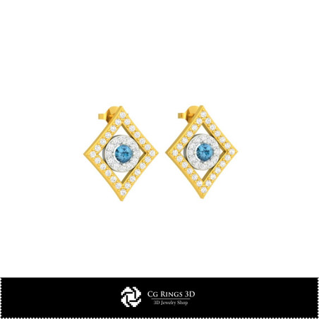 3D CAD Earrings with Playing Cards Home,  Jewelry 3D CAD, Earrings 3D CAD , 3D Diamond Earrings, 3D Studs Earrings