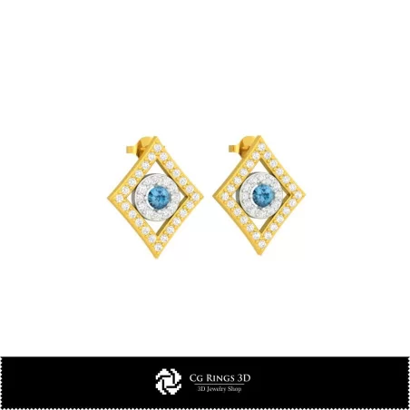 3D CAD Earrings with Playing Cards Home, Jewelry 3D CAD, Earrings 3D CAD , 3D Diamond Earrings, 3D Studs Earrings