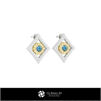 Boucles d'oreilles CAO 3D avec cartes à jouer, Bijoux CAO 3D, Boucles d'oreilles CAO 3D, Boucles d'oreilles diamant 3D, Clous