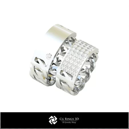 Wedding Rings with Diamonds - Jewelry 3D CAD