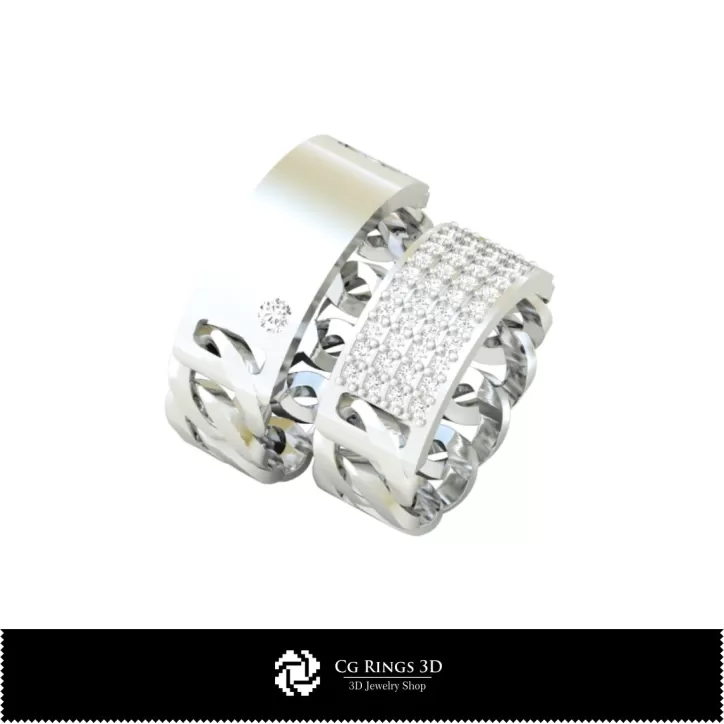 Inele de nuntă cu diamante - Bijuterii 3D CAD