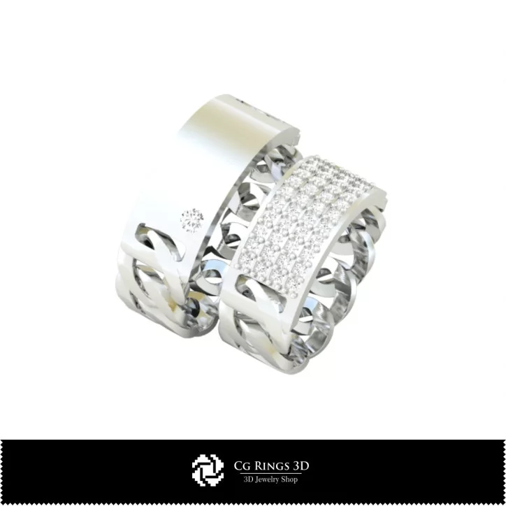 Wedding Rings with Diamonds - Jewelry 3D CAD