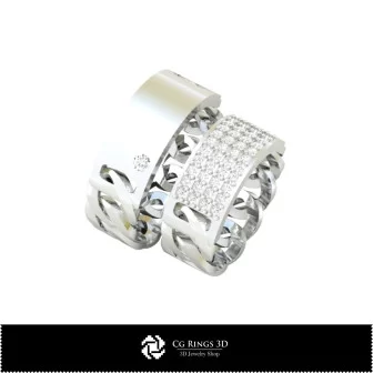 Anillo de boda 3D con diamantes, joyería CAD 3D, anillos CAD 3D, alianzas CAD 3D