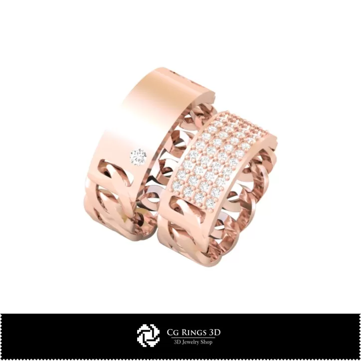 Anillos de boda con diamantes - CAD 3D de joyería
