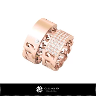 Anillo de boda 3D con diamantes, joyería CAD 3D, anillos CAD 3D, alianzas CAD 3D