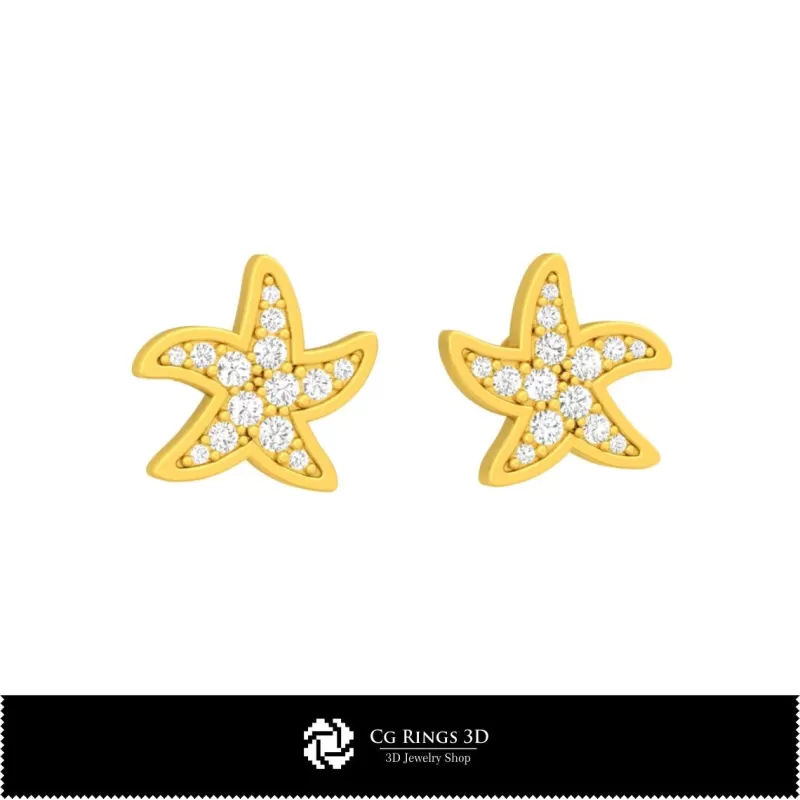 Pendientes Estrella de Mar CAD 3D