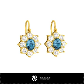 3D-CAD-Ohrringe Zuhause, Schmuck 3D-CAD, Ohrringe 3D-CAD, 3D-Tropfenohrringe