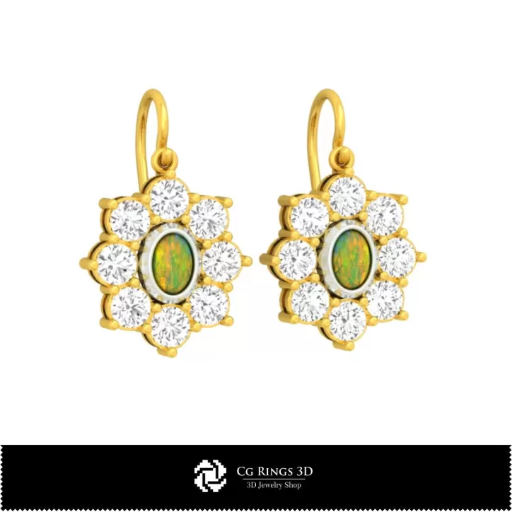 3D-CAD Opal-Ohrringe