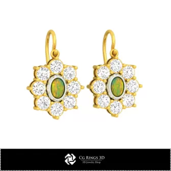 3D-CAD Opal-Ohrringe Zuhause, Schmuck 3D-CAD, Ohrringe 3D-CAD, 3D-Hängeohrringe, 3D-Opal-Ohrringe