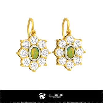 Boucles d'oreilles opale 3D CAO, Bijoux CAO 3D, Boucles d'oreilles CAO 3D, Boucles d'oreilles pendantes 3D, Boucles d'oreilles