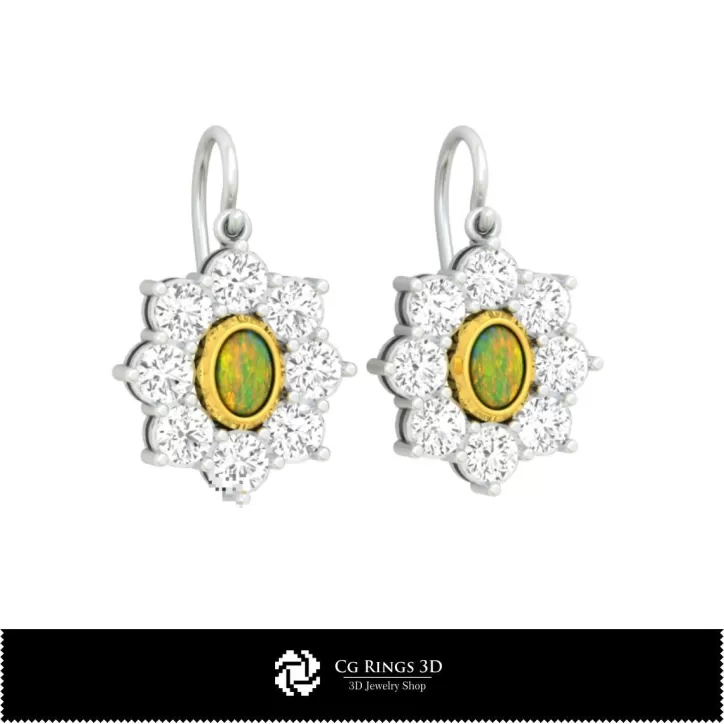 3D-CAD Opal-Ohrringe