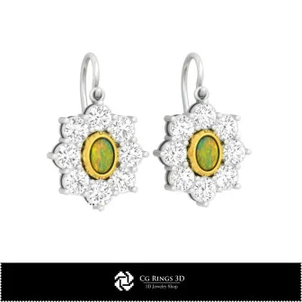 3D CAD Opal Earrings Home, Bijuterii 3D , Cercei 3D CAD, Cercei Picatura 3D, Cercei cu Opal 3D 