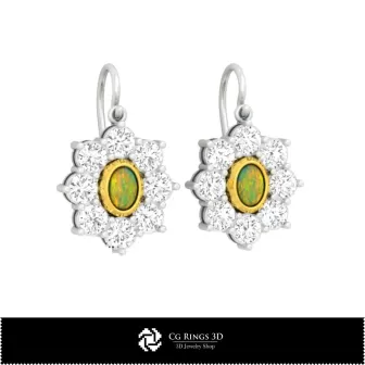 3D-CAD Opal-Ohrringe Zuhause, Schmuck 3D-CAD, Ohrringe 3D-CAD, 3D-Hängeohrringe, 3D-Opal-Ohrringe