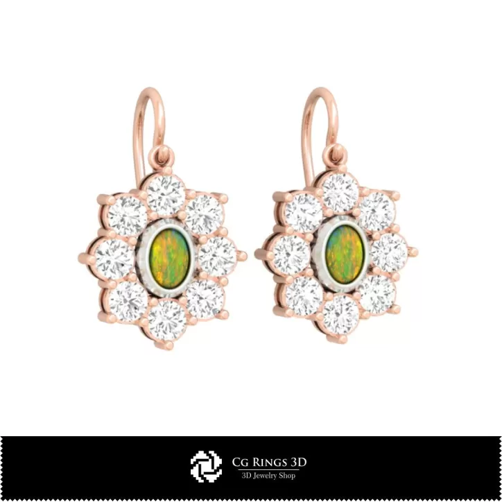 3D CAD Opal Earrings 3D CAD Opal Earrings