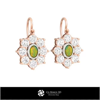 Boucles d'oreilles opale 3D CAO, Bijoux CAO 3D, Boucles d'oreilles CAO 3D, Boucles d'oreilles pendantes 3D, Boucles d'oreilles