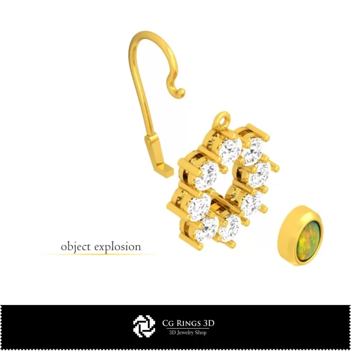 3D-CAD Opal-Ohrringe